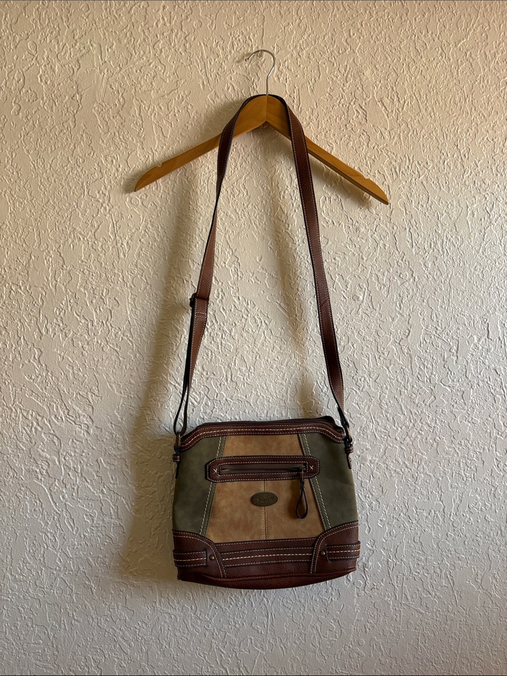 boc Olive and Brown Two-Tone Crossbody Bag
